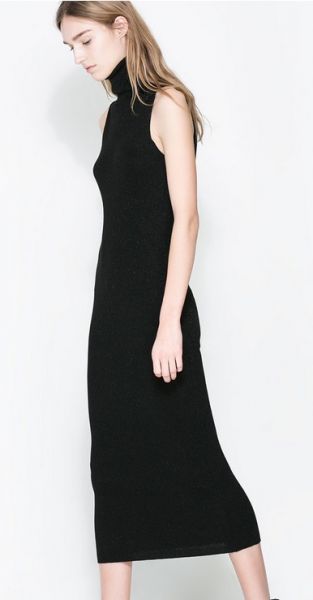Vestido com fio metalizado ZARA