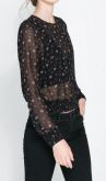 Blusa estampada com elástico na cintura ZARA