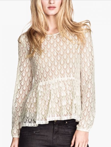 Lindo top peplum de renda da marca H&M